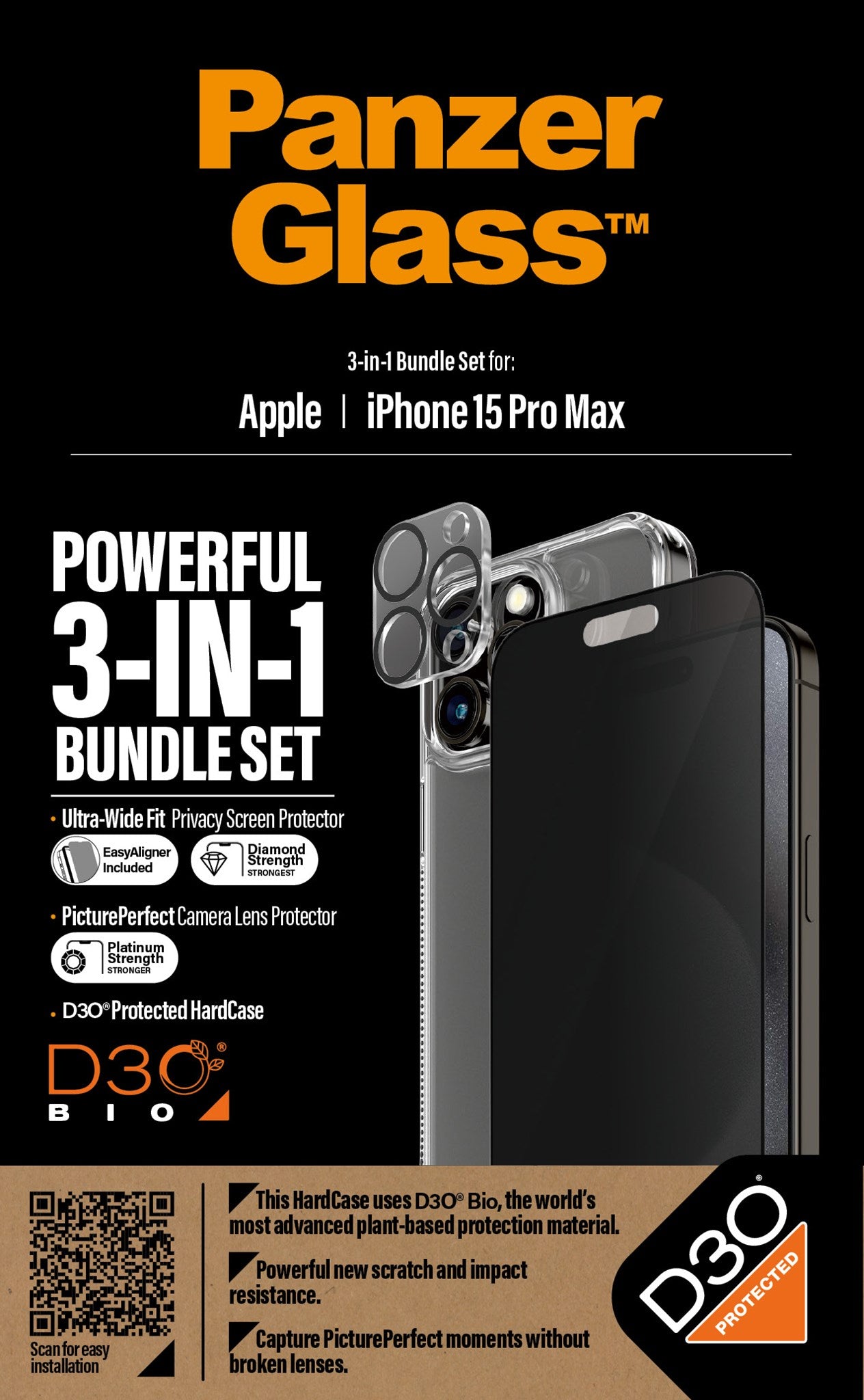 PcCom Essential Protector Cristal Templado 3D para iPhone 15 Pro Max