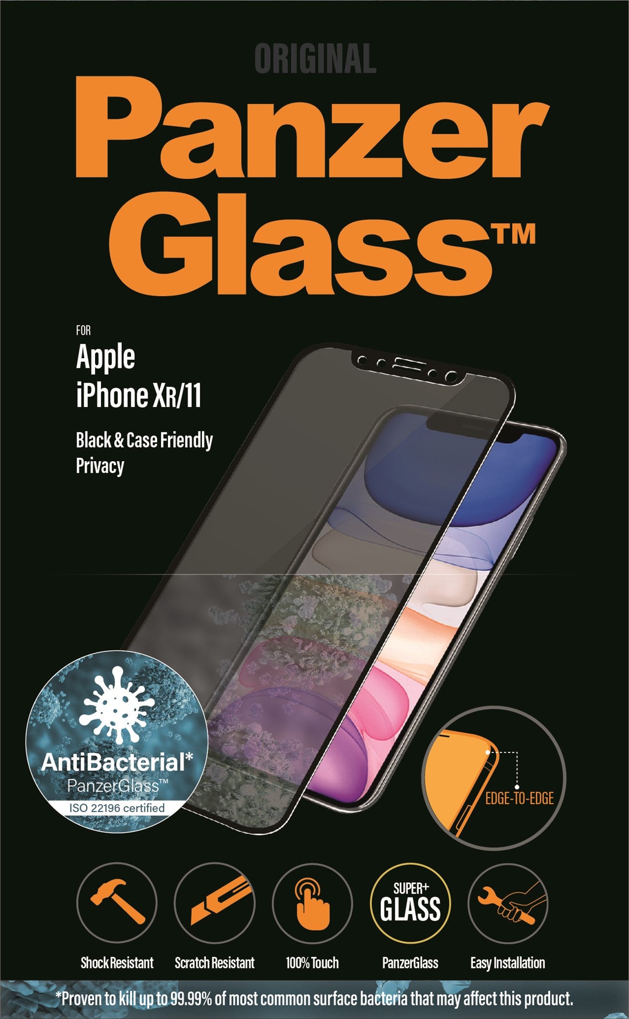PanzerGlass Standard Fit - Apple iPhone XR Verre trempé Protection d'écran  Confidentialité - Compatible Coque 4-102485 