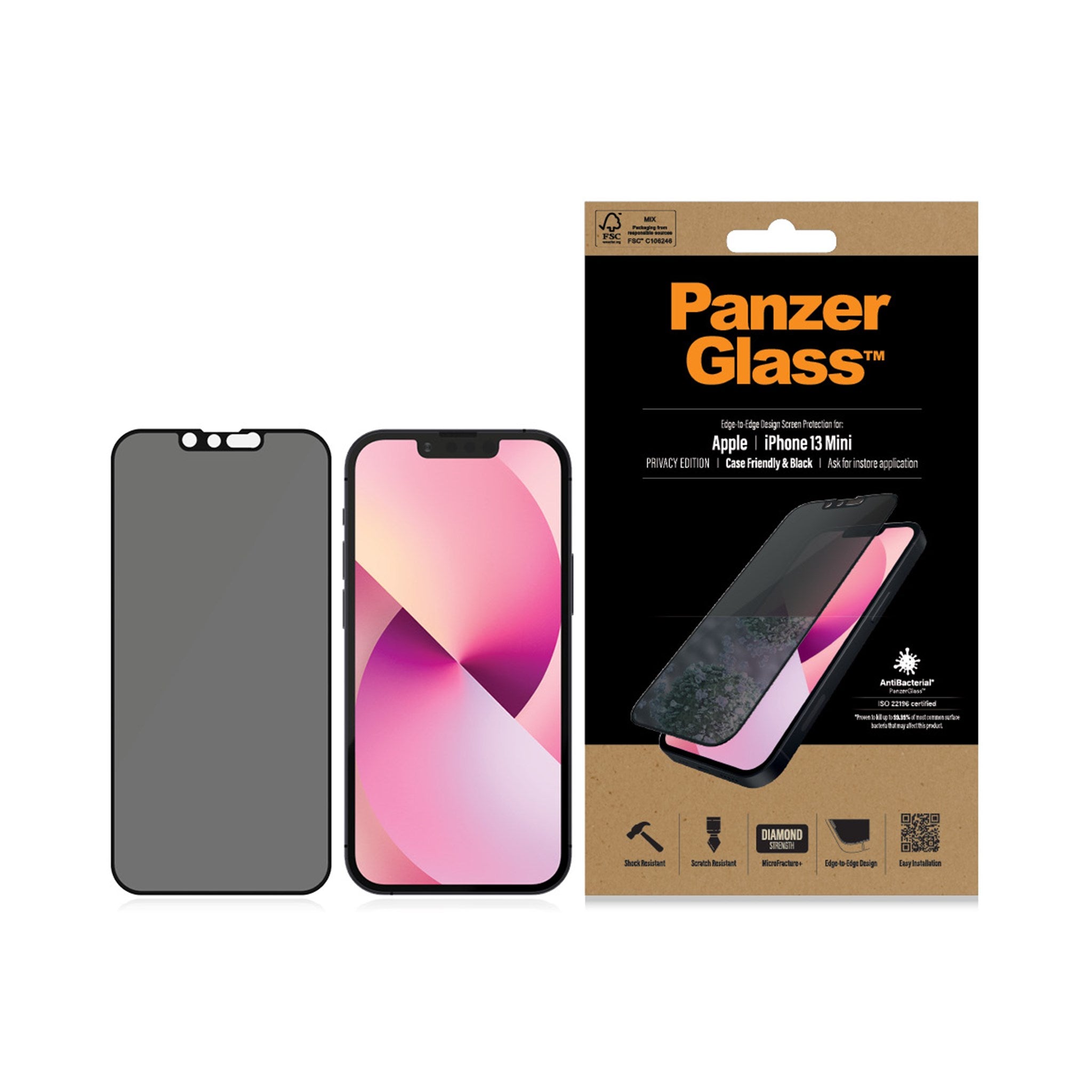 JCPal JCP4101 5.4 in. Preserver Privacy Glass Screen Protector for iPhone 13 Mini